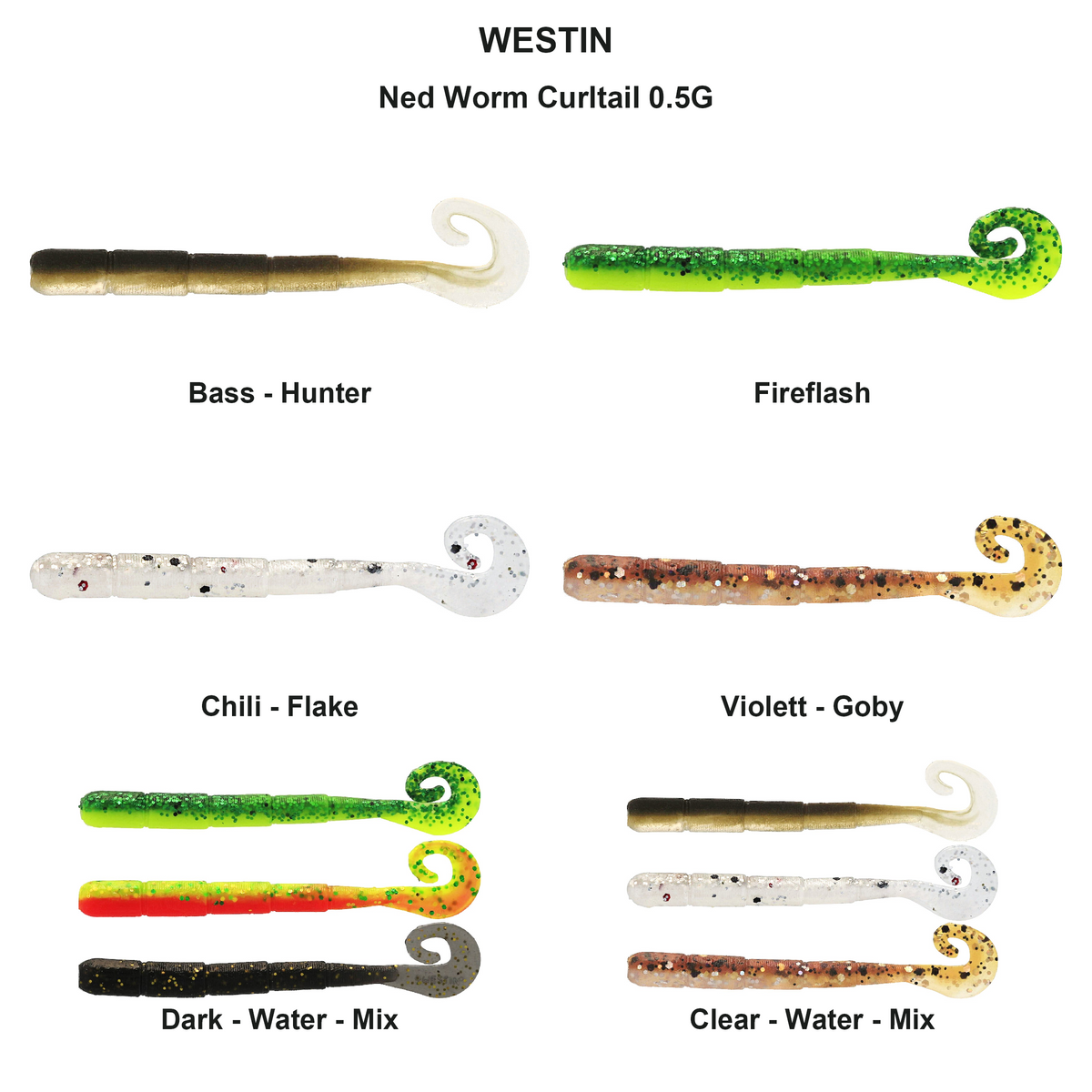 Farveoversigt – Ned Worm Curltail 0.5G