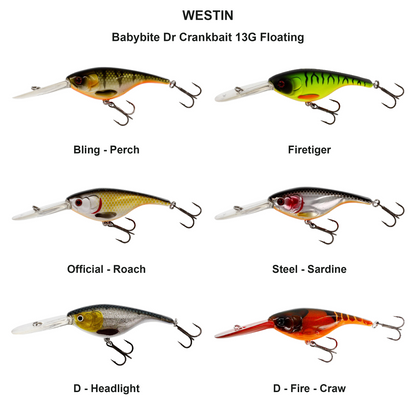 Farveoversigt – Babybite Dr Crankbait 13G Floating