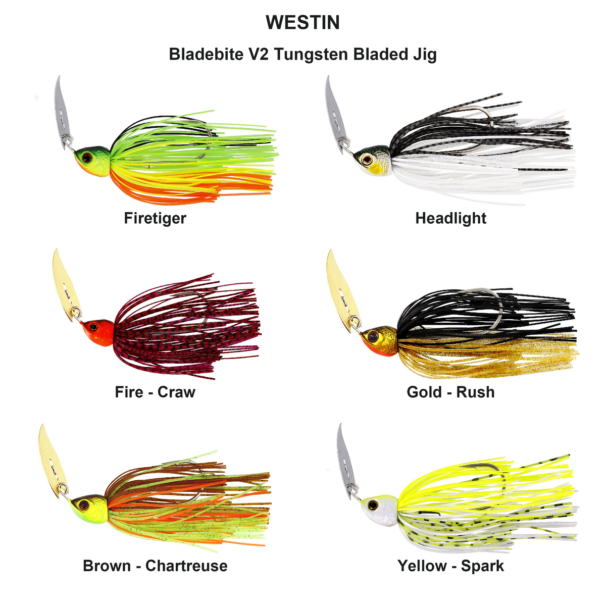 Farveoversigt – Bladebite V2 Tungsten Bladed Jig