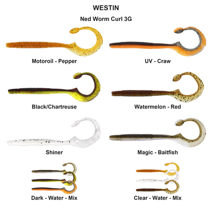 Farveoversigt – Ned Worm Curl 3G