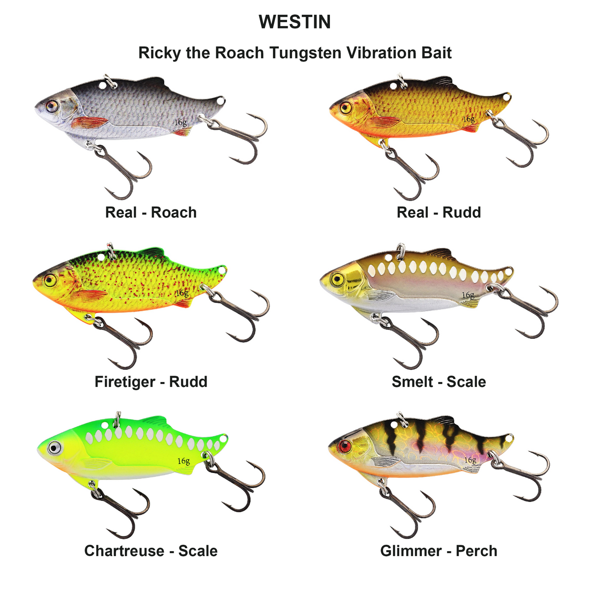 Farveoversigt – Ricky the Roach Tungsten Vibration Bait